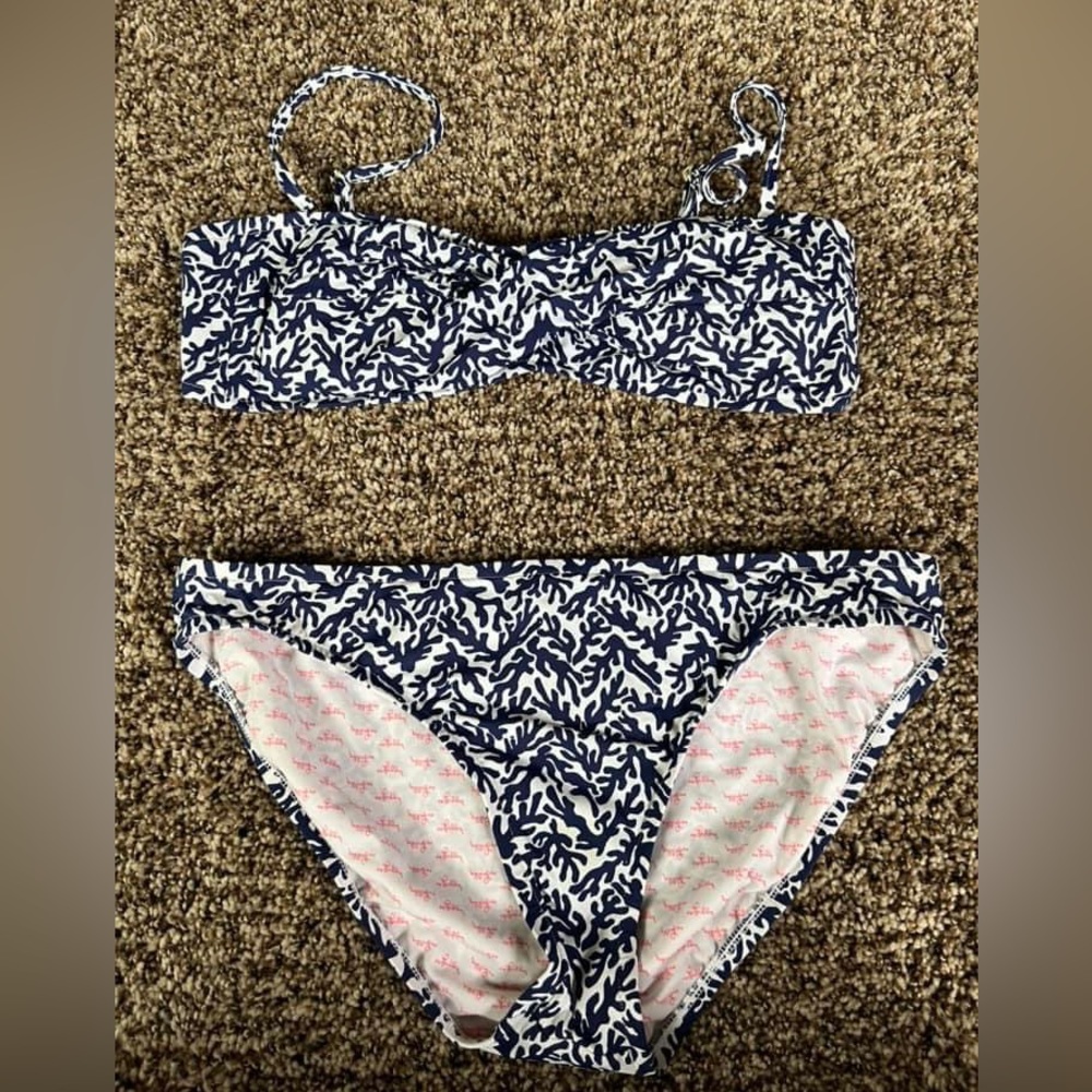 EUC Lilly Pulitzer navy/white coral bikini, both size Large